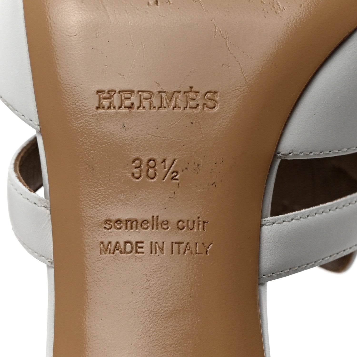 Hermes Goatskin Candy Sandals 38.5 White 7 of 10