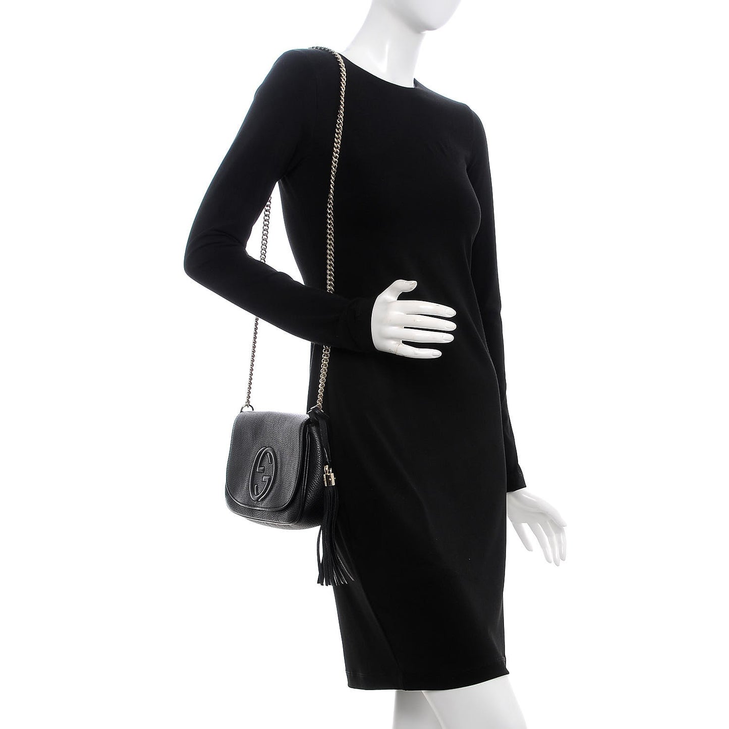 Pebbled Calfskin Medium Soho Flap Crossbody Black