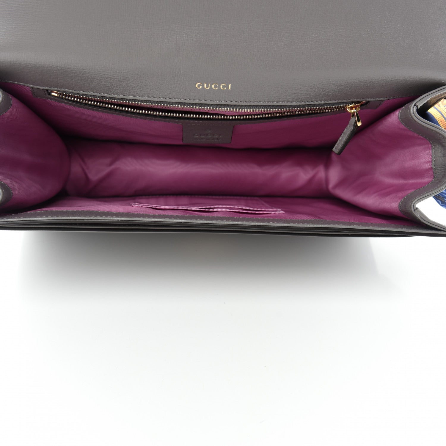 Gucci Textured Calfskin Silk Scarf Medium Torchon GG Ring Shoulder Bag Grey 5 of 11