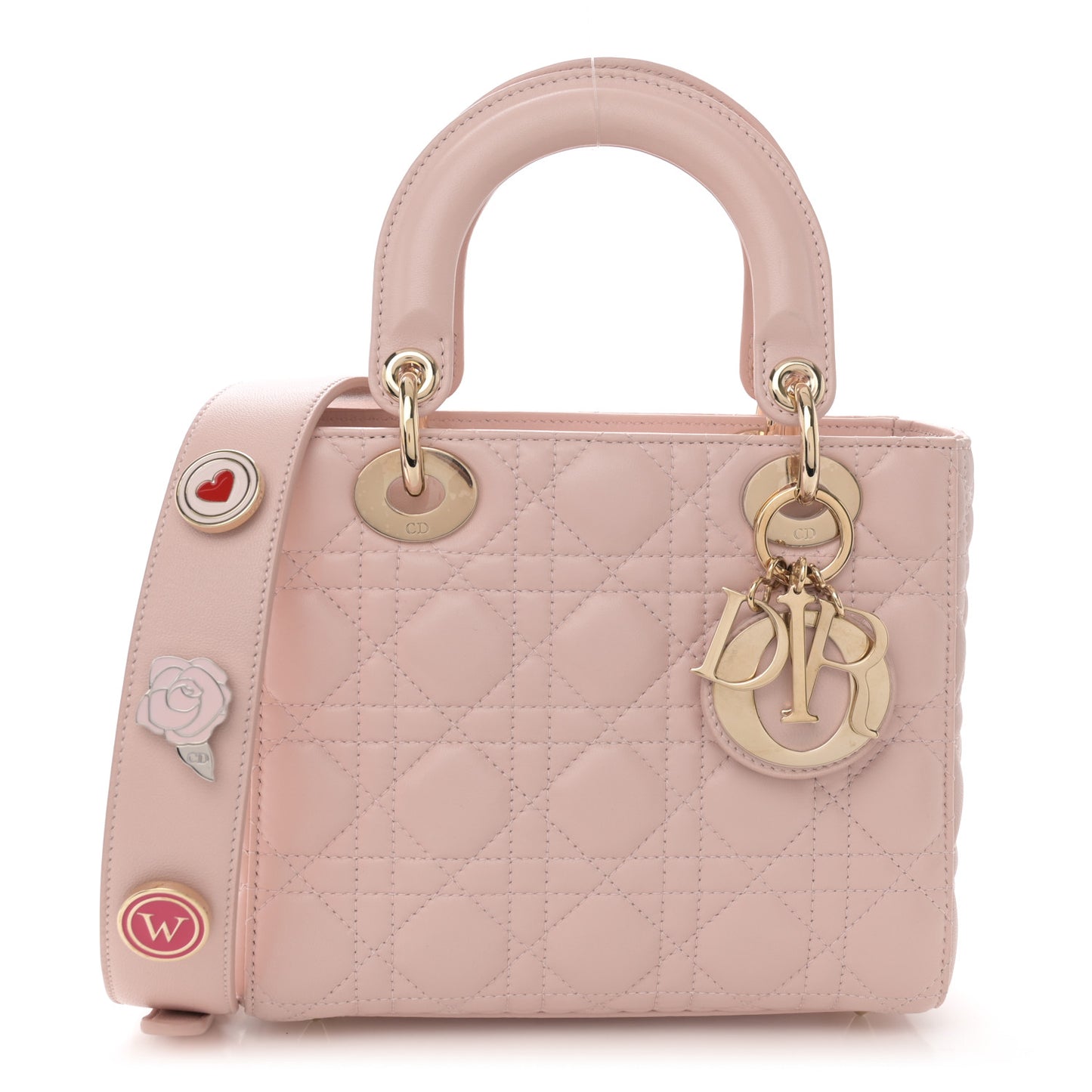 Lambskin Cannage Small Lucky Badges My Lady Dior Light Pink