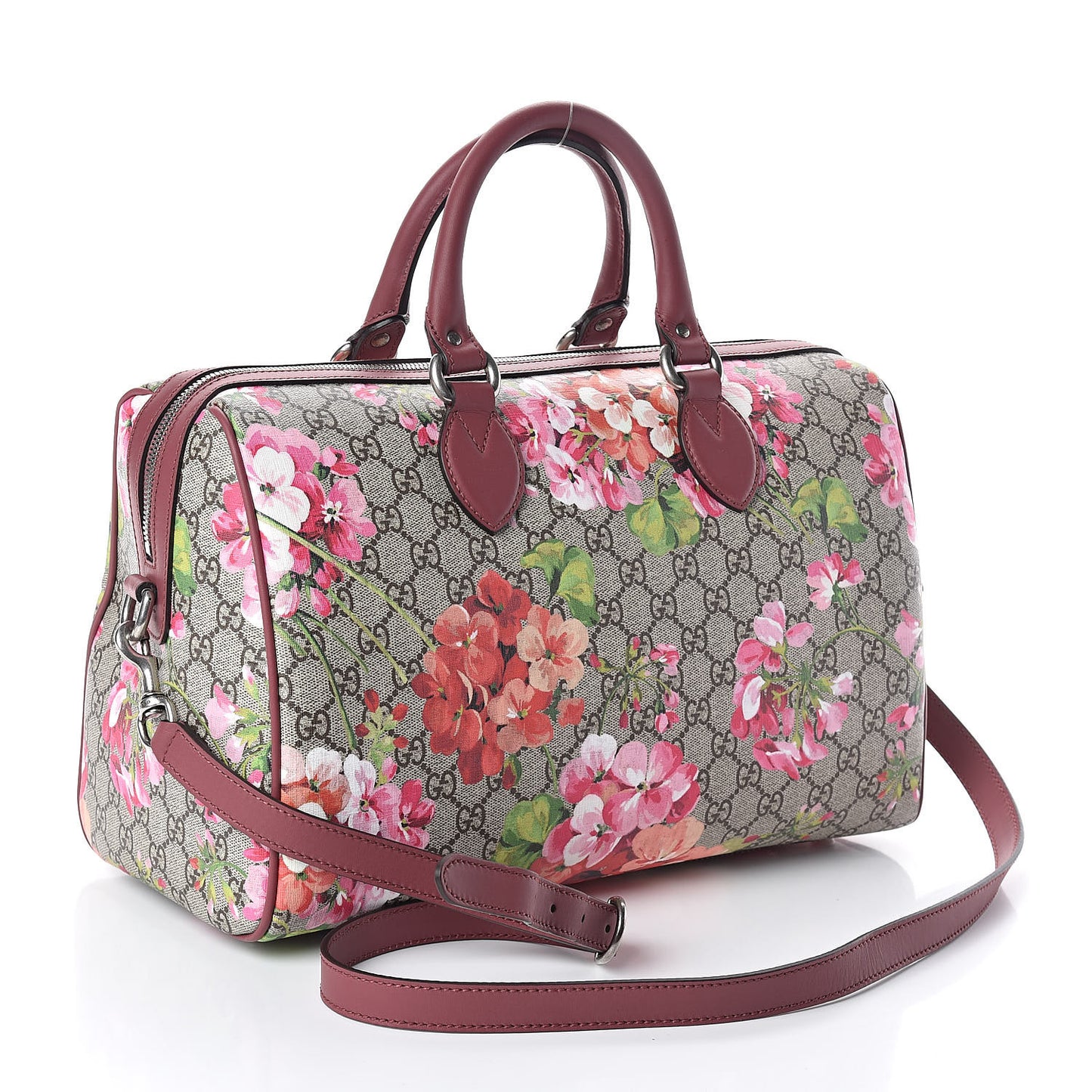 GG Supreme Monogram Blooms Medium Boston Beige Multicolor Dry Rose