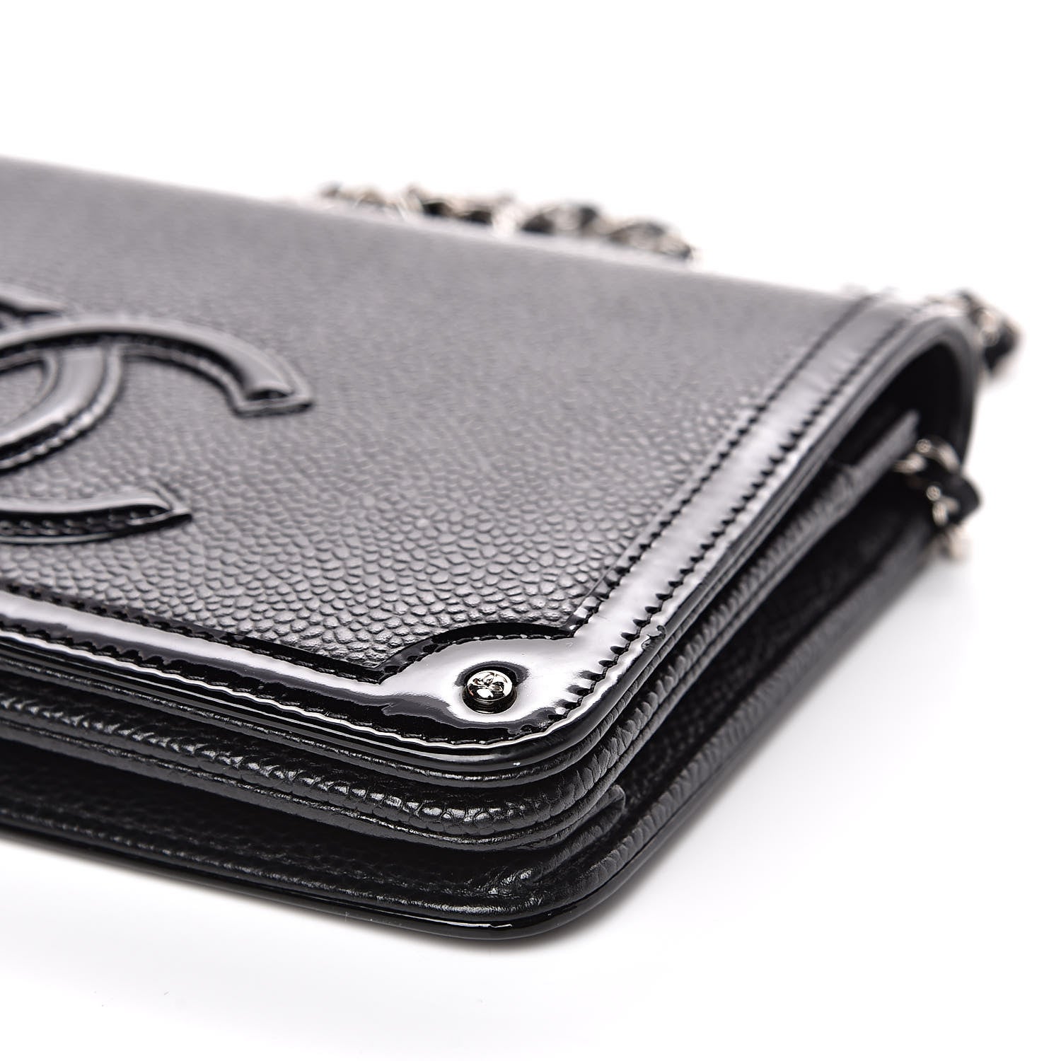 Chanel Caviar Patent CC Wallet On Chain WOC Black 13 of 14