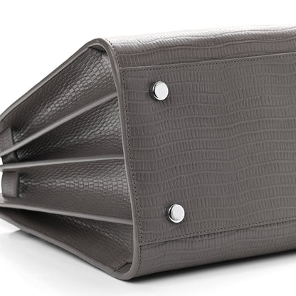 Saint Laurent Lizard Calfskin Embossed Small Sac De Jour Fog 9 of 12