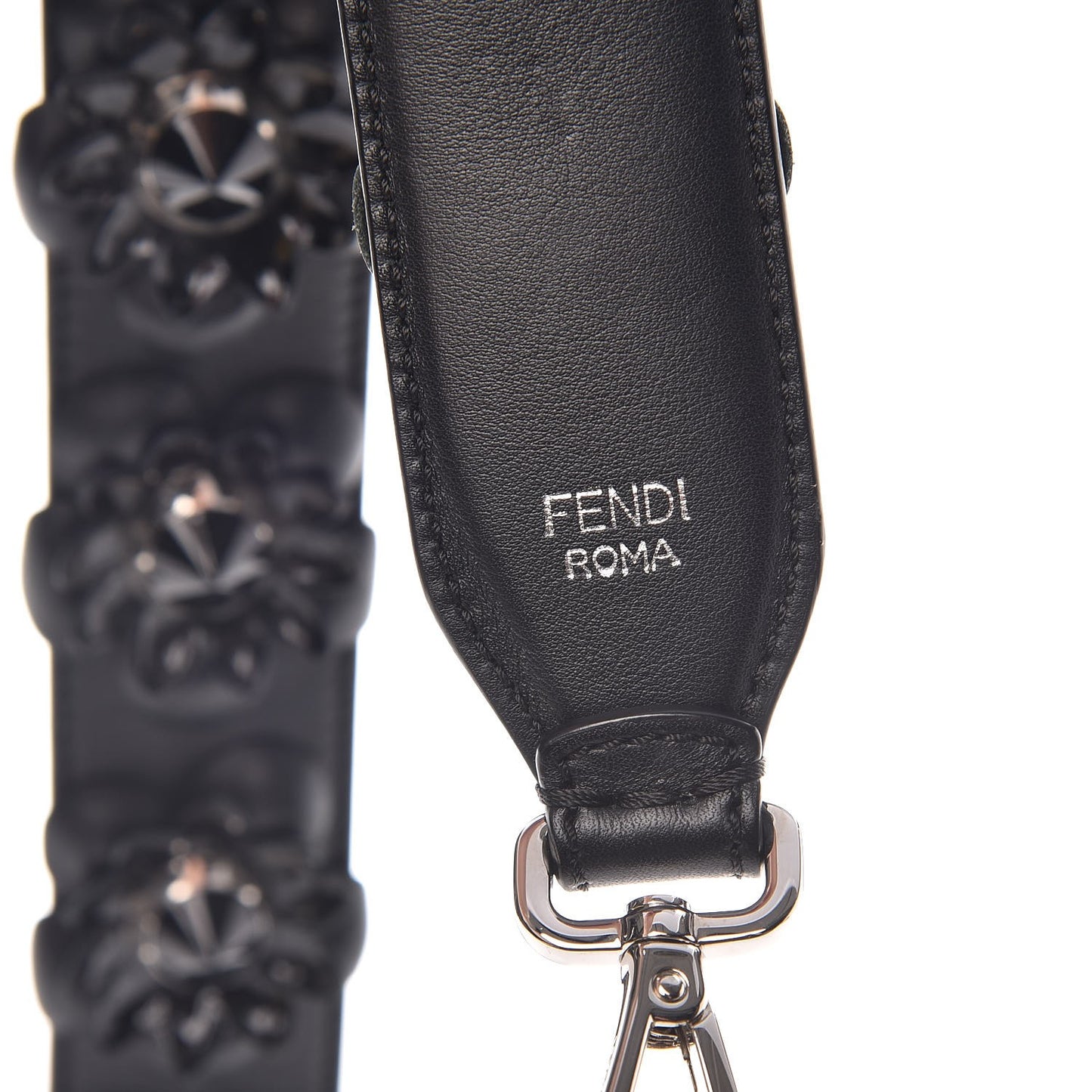 Vitello Dolce Nappa Patent Flowerland Studded Strap You Black
