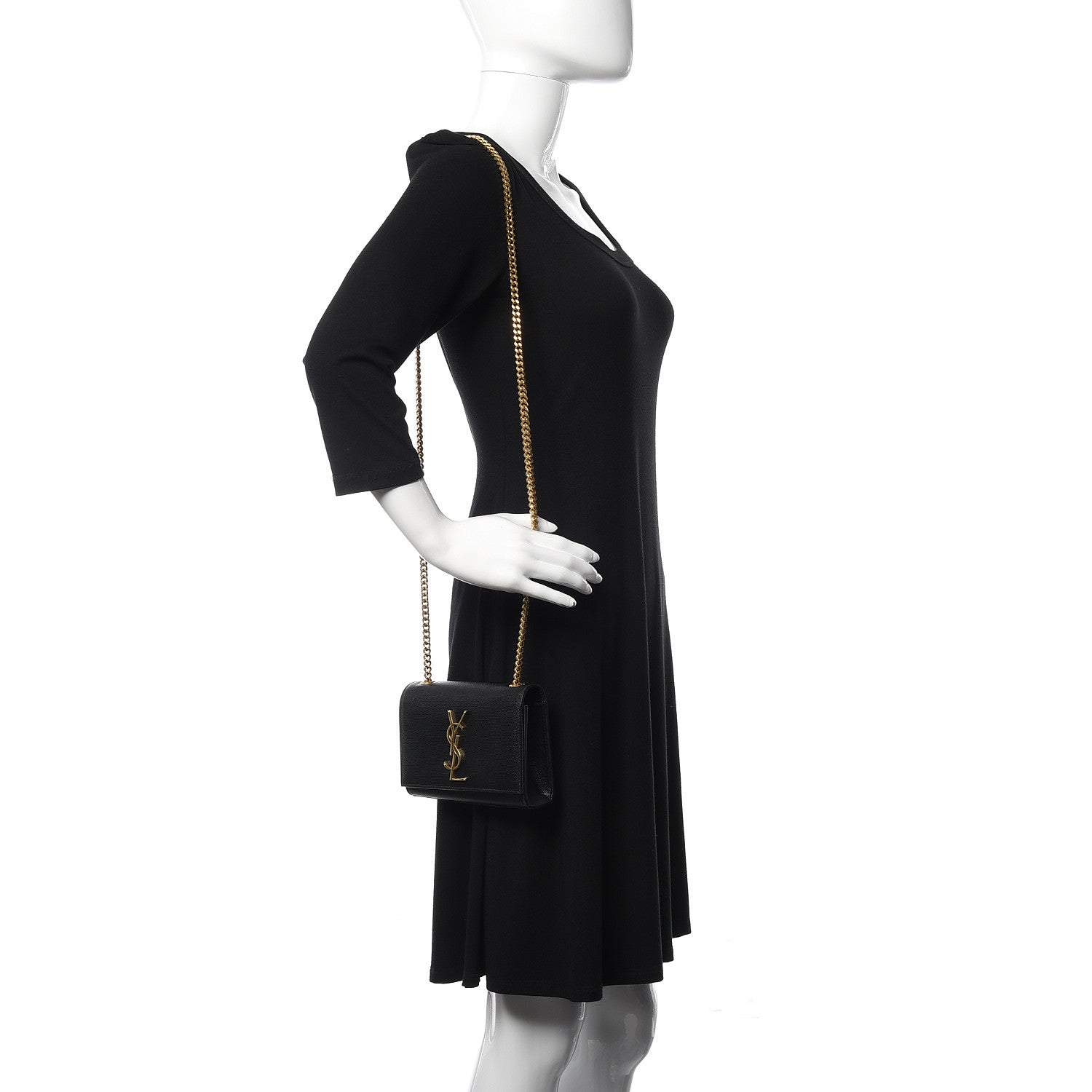 Saint Laurent Grain De Poudre Small Monogram Kate Satchel Black 2 of 15
