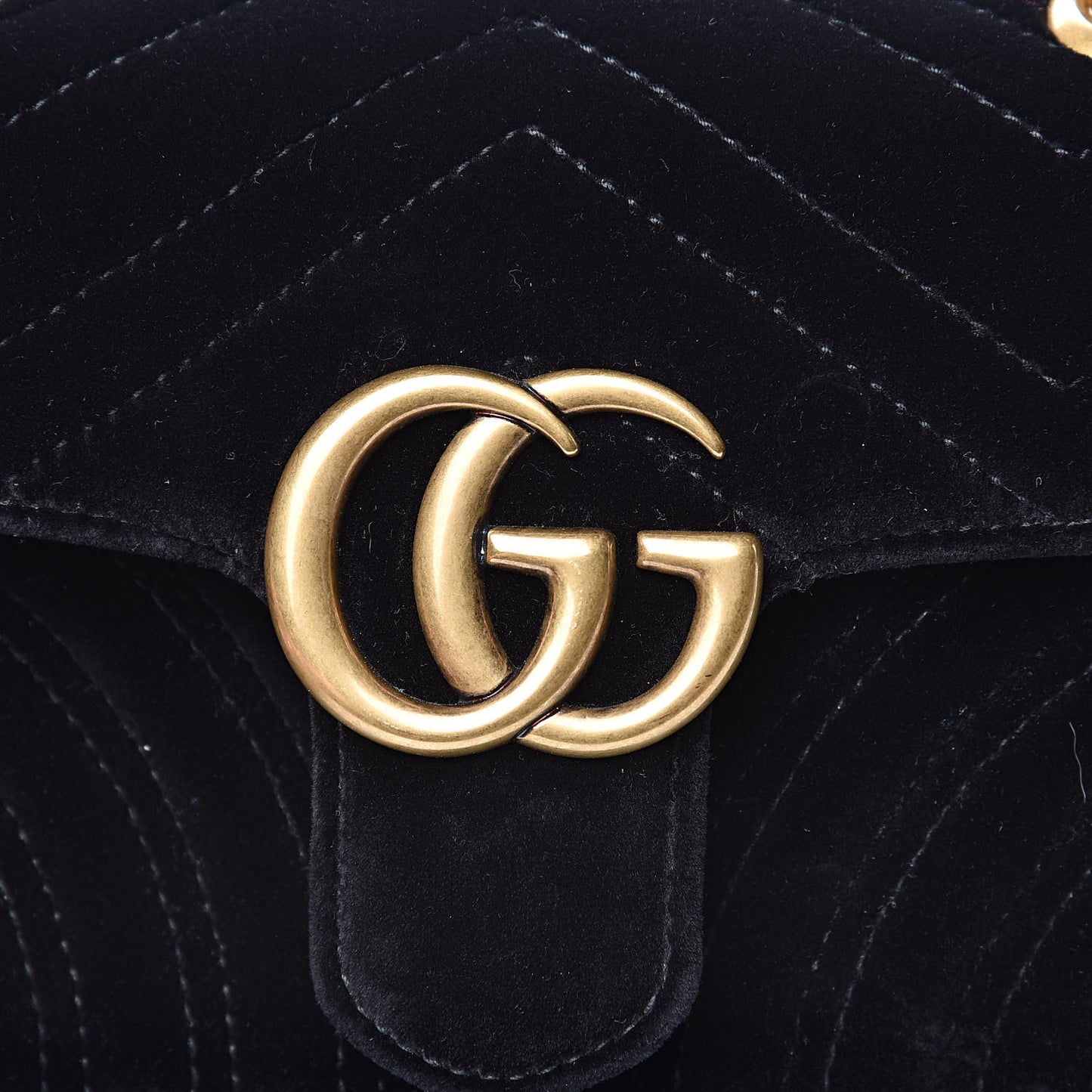 Velvet Matelasse Mini GG Marmont Shoulder Bag Black