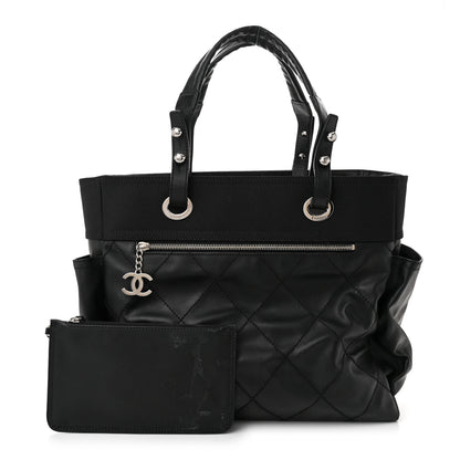 Chanel Coated Canvas Quilted Large Paris Biarritz Tote Black 3 of 13