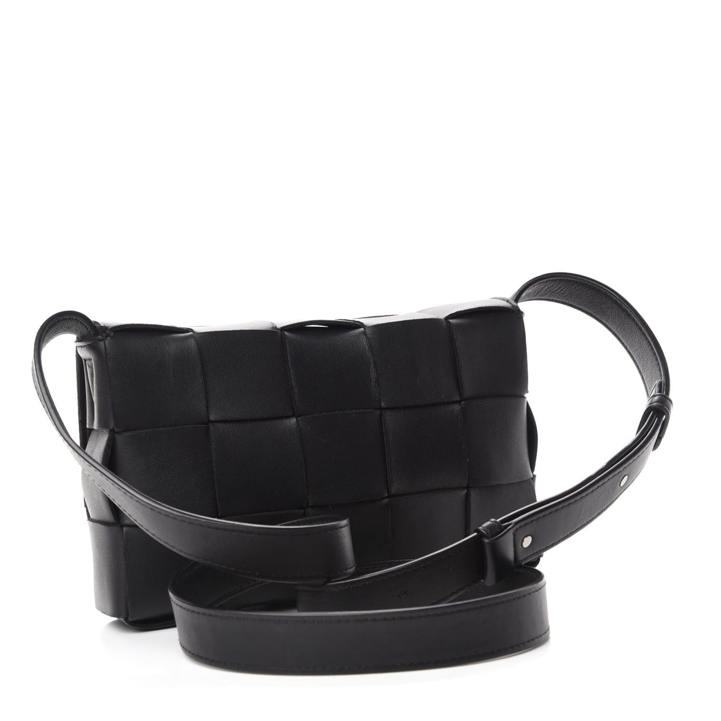 Lambskin Maxi Intrecciato Cassette Crossbody Bag Black