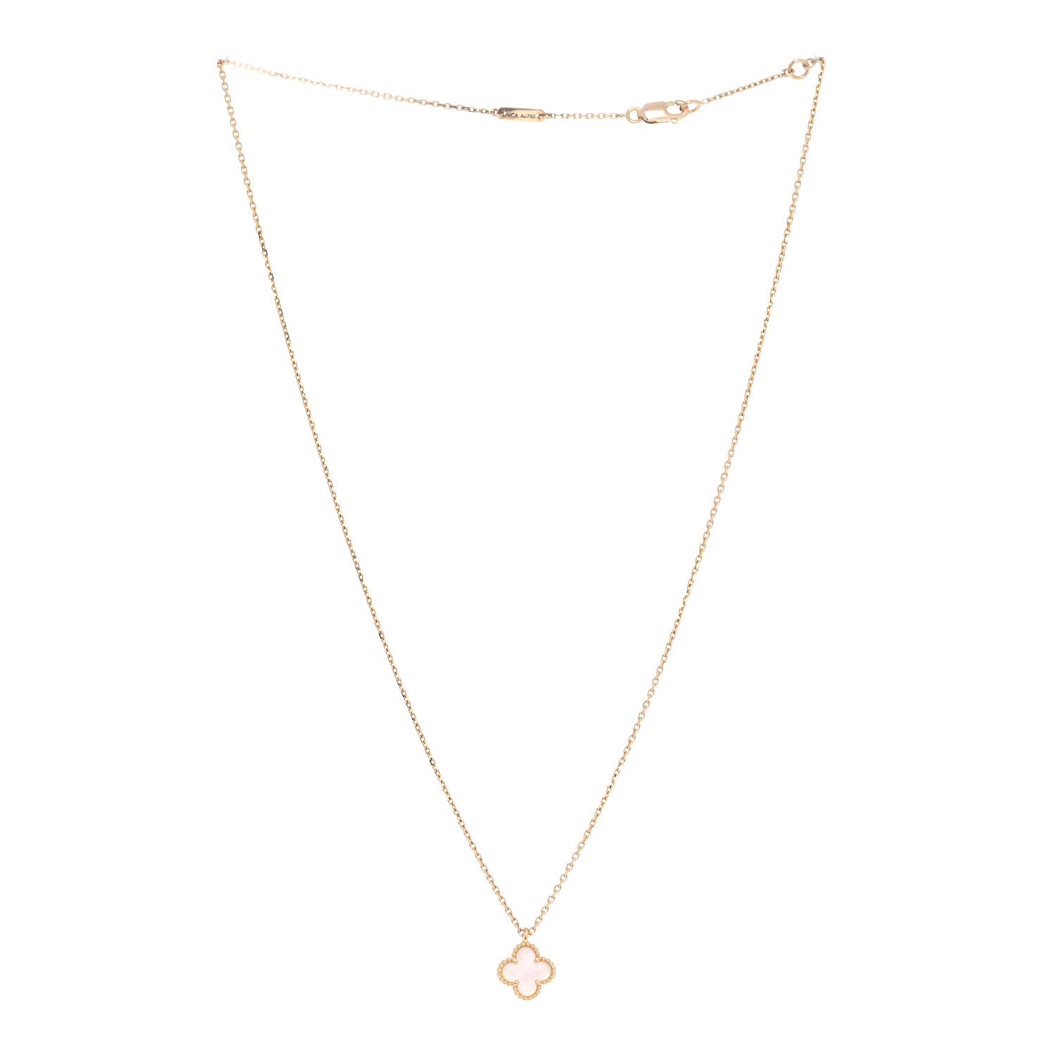 Van Cleef & Arpels 18K Yellow Gold Mother of Pearl Sweet Alhambra Pendant Necklace 3 of 8