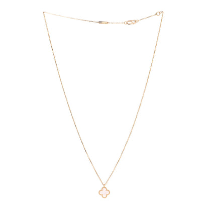Van Cleef & Arpels 18K Yellow Gold Mother of Pearl Sweet Alhambra Pendant Necklace 3 of 8