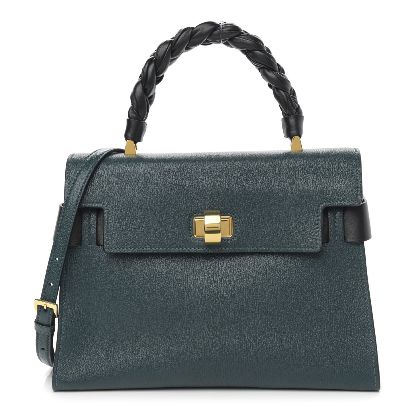 Goatskin Madras Click Top Handle Petrolio Black