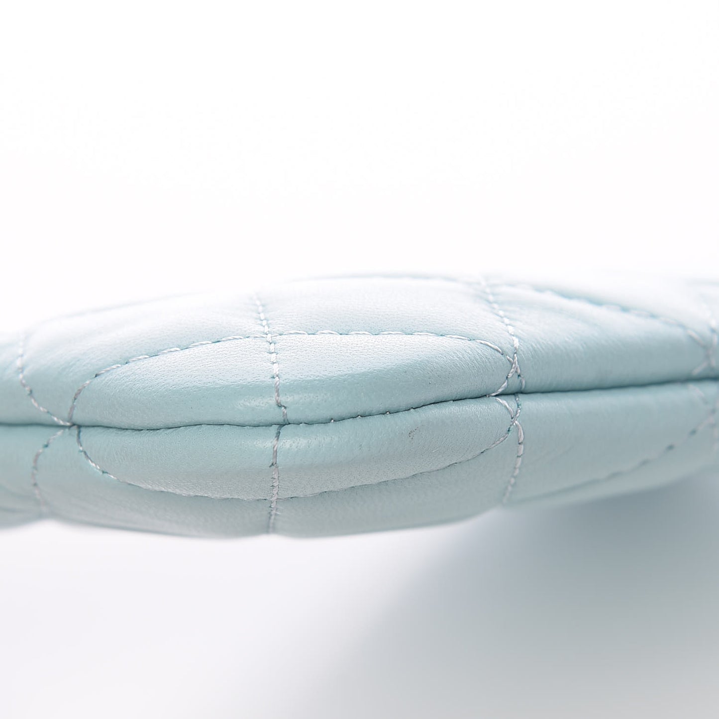 Lambskin Quilted Small Cosmetic Case Light Blue