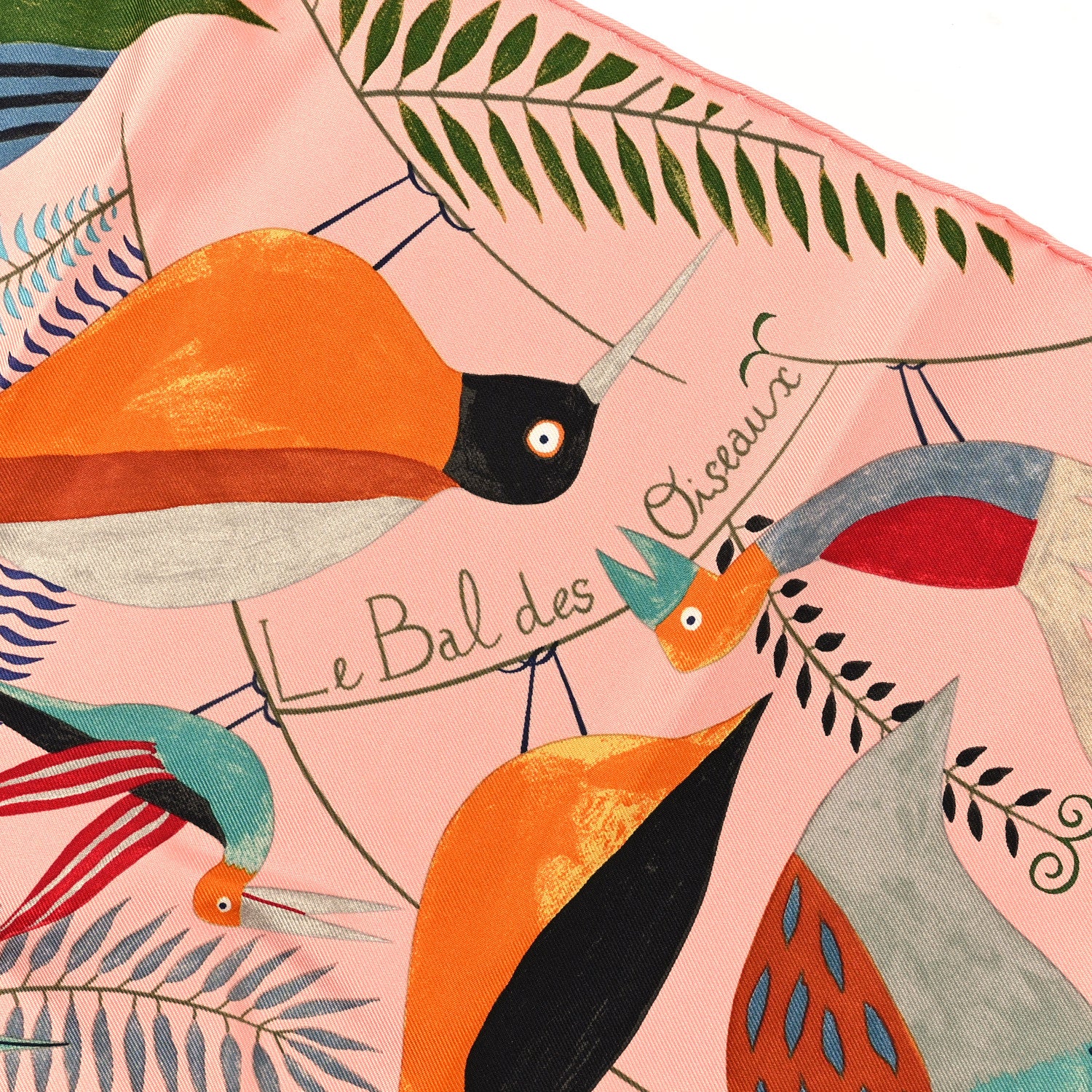 Hermes Silk Le Bal Des Oiseaux Scarf 90 Rose Multicolor 4 of 6