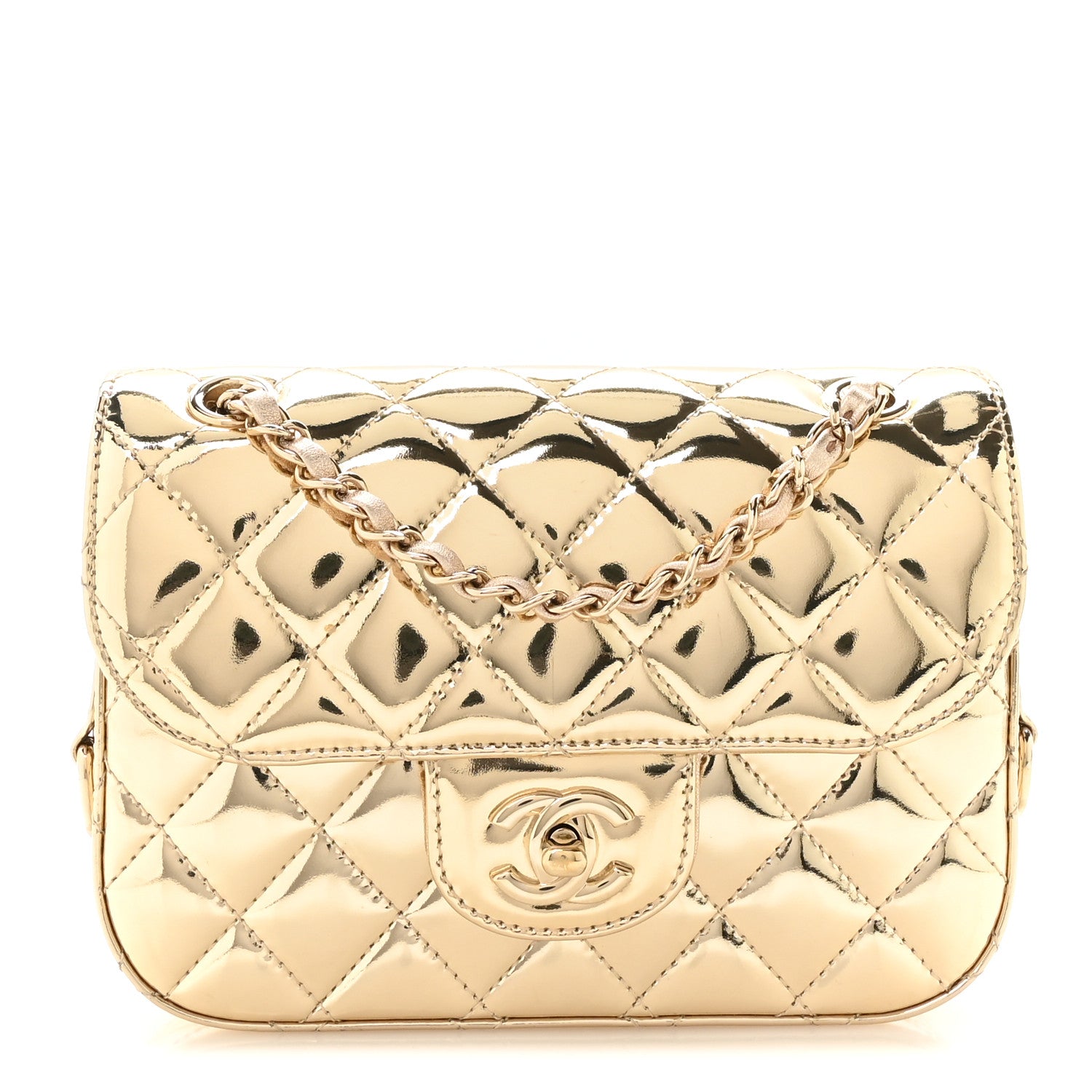 Chanel Mirror Calfskin Metallic Calfskin Quilted Hollywood Boulevard Mini Flap With Star Coin Purse Gold 1 of 11