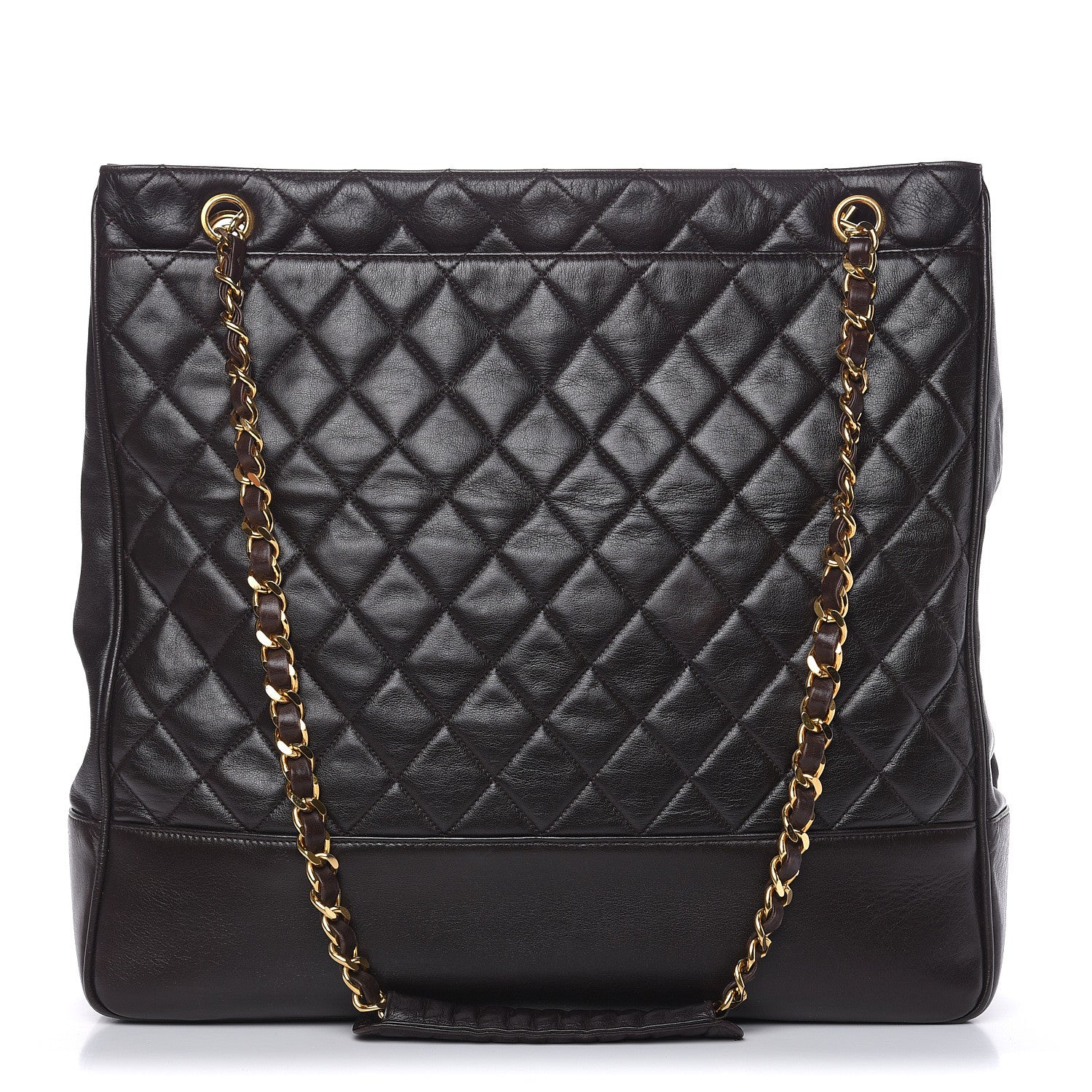 Chanel Lambskin Quilted Shopping Tote Dark Brown 1 of 15