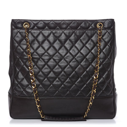 Chanel Lambskin Quilted Shopping Tote Dark Brown 1 of 15
