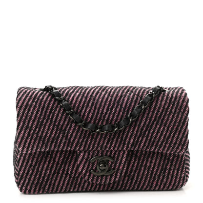 Chanel Wool Tweed Quilted Mini Rectangular Flap Pink Black 1 of 10