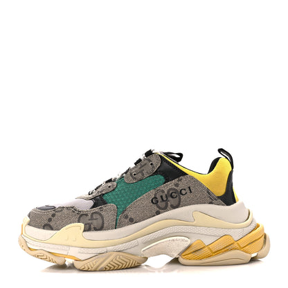 Balenciaga X GUCCI Maxi GG Supreme Monogram Womens Triple S Sneakers 39 Beige Ebony Black Green 1 of 8