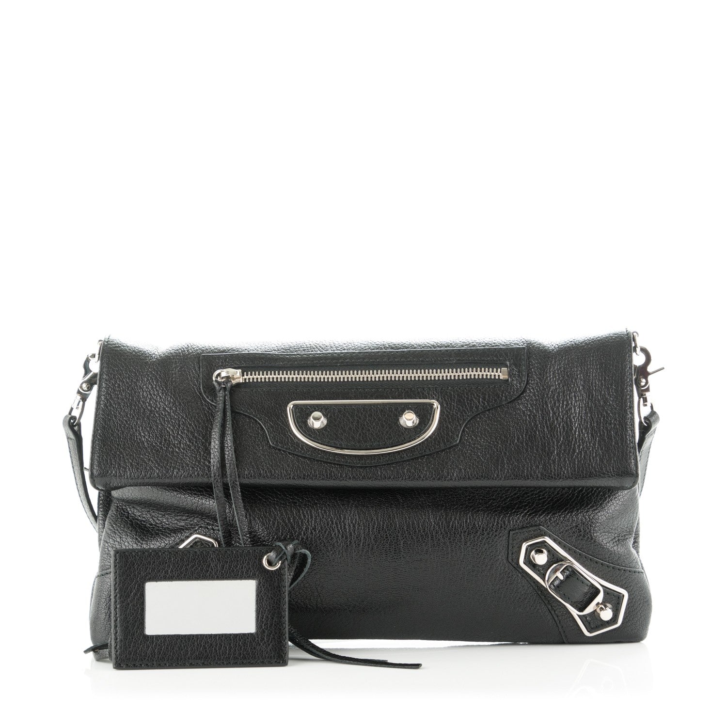 Balenciaga Chevre Silver Metallic Edge Hardware Envelope Clutch Black 1 of 7