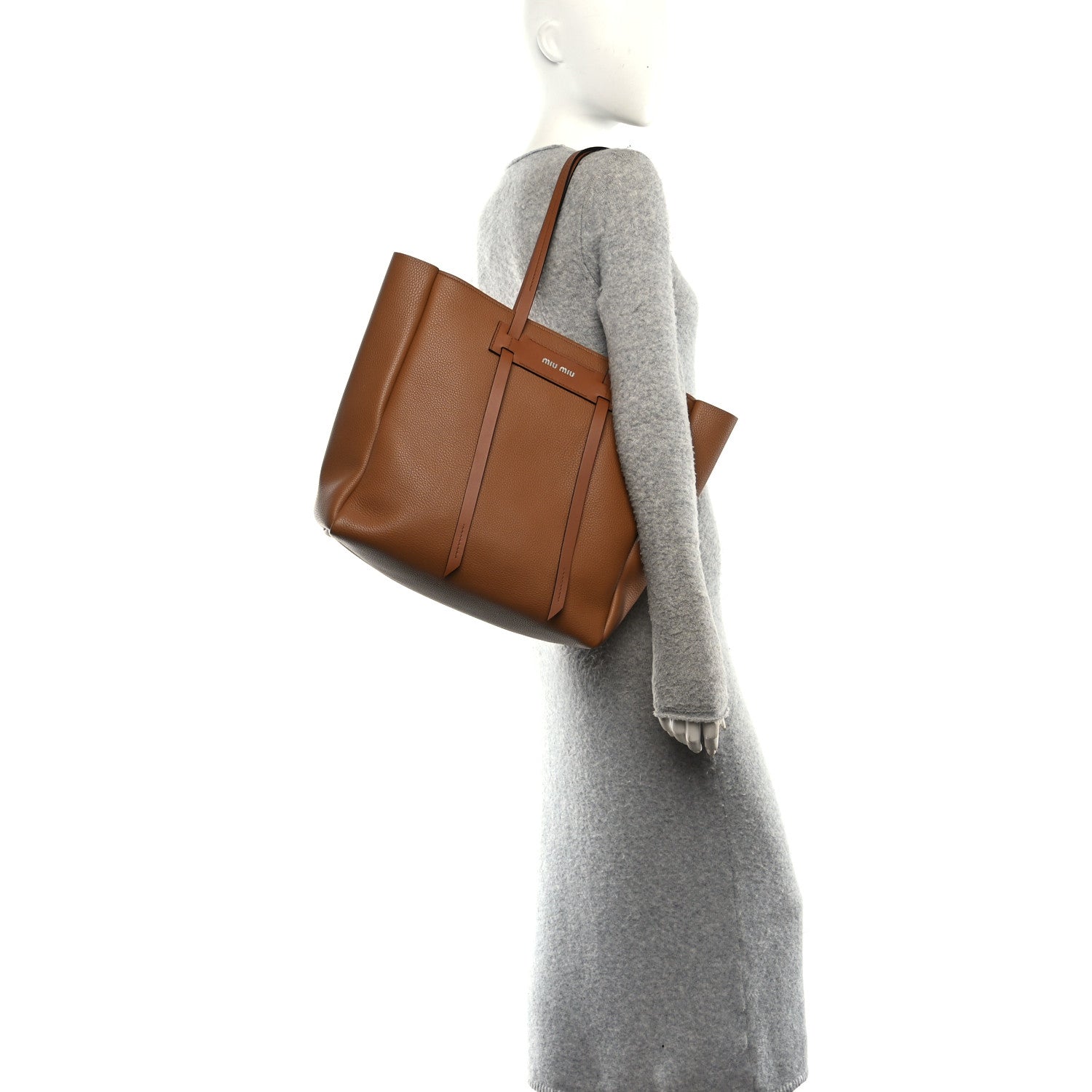 Miu Miu Vitello Daino Shopping Tote Cuoio 2 of 10
