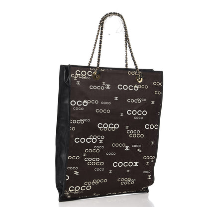 Chanel Canvas Coco Tote Black Brown 3 of 8