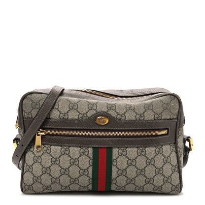 Gucci GG Supreme Monogram Web Small Ophidia Shoulder Bag Brown 1 of 10