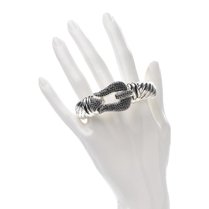 David Yurman Sterling Silver Black Diamond 15mm Cable Buckle Bracelet 2 of 4
