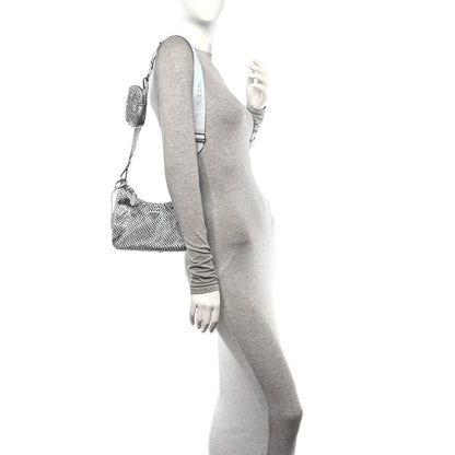 Prada Satin Crystal Re-Edition 2005 Shoulder Bag Celeste 2 of 13