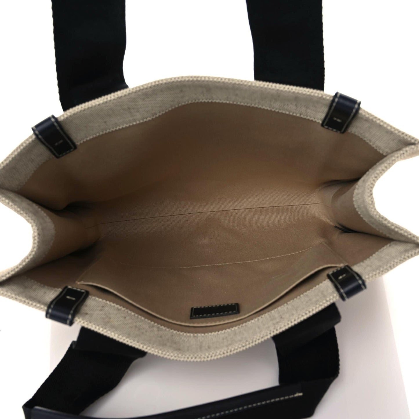 Cotton Calfskin Small Woody Ribbon Tote With Strap Black Blue