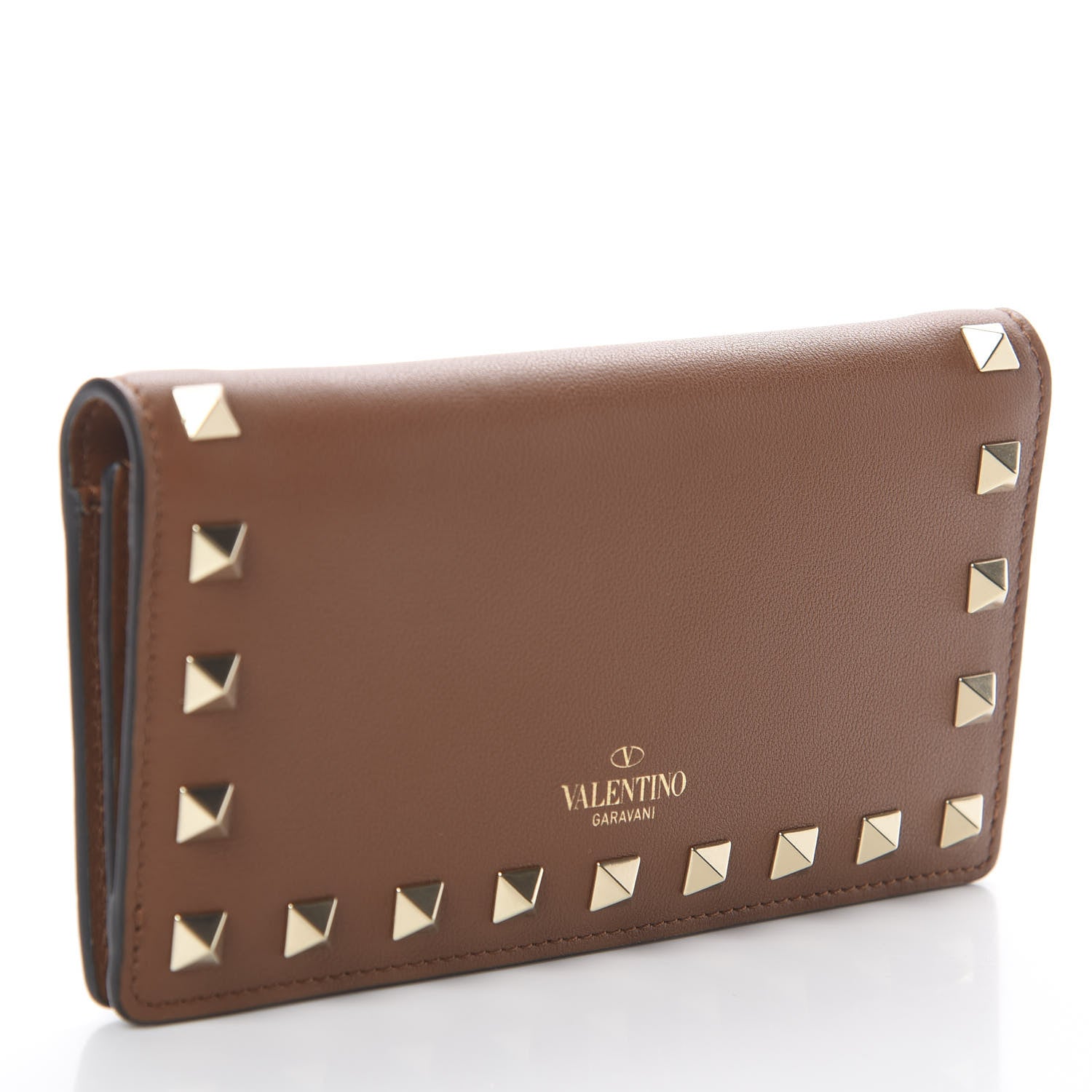 Valentino Garavani Calfskin Rockstud Wallet Brown 2 of 5