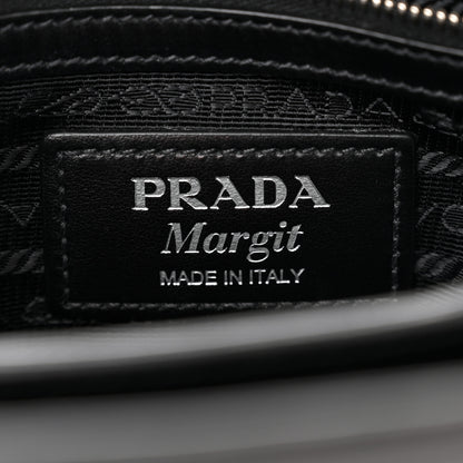 Prada Brushed Calfskin Nylon Small Margit Flap Bag Black 6 of 13
