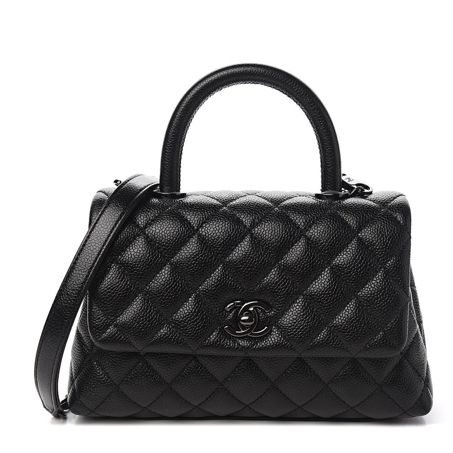 Caviar Quilted Mini Coco Handle Flap So Black