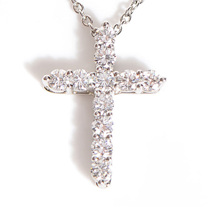 Tiffany Platinum Diamond Small Cross Pendant Necklace 3 of 7