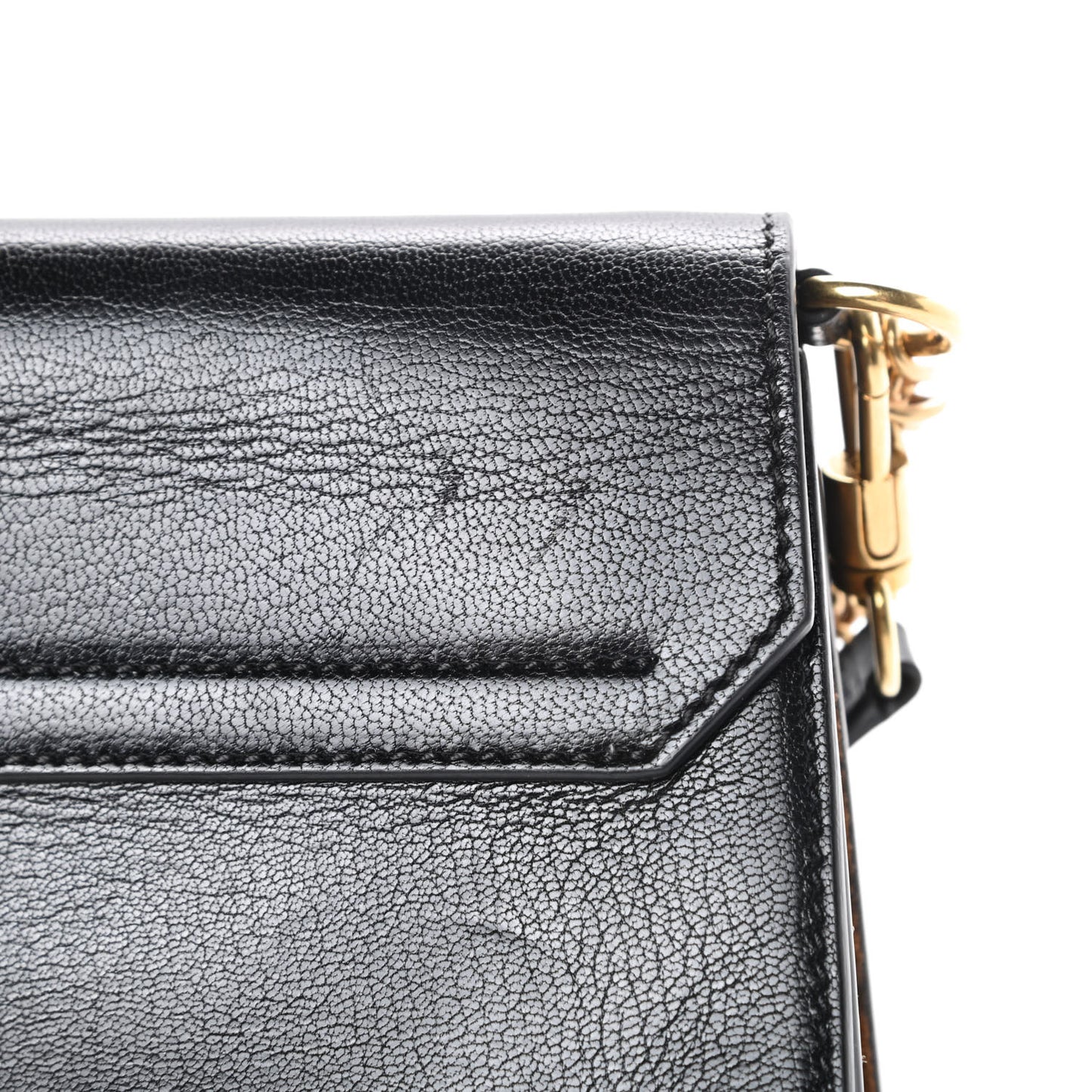 Calfskin Suede Leopard Print Small GV3 Shoulder Bag Black Chestnut