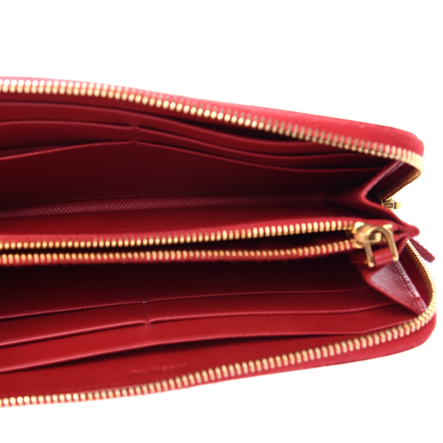 Prada Saffiano Triangle Zip Around Wallet Fuoco 5 of 8