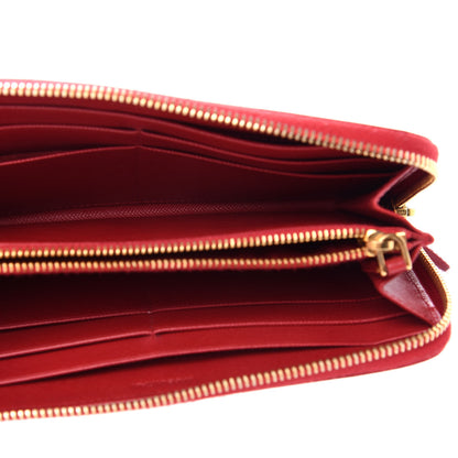 Prada Saffiano Triangle Zip Around Wallet Fuoco 5 of 8