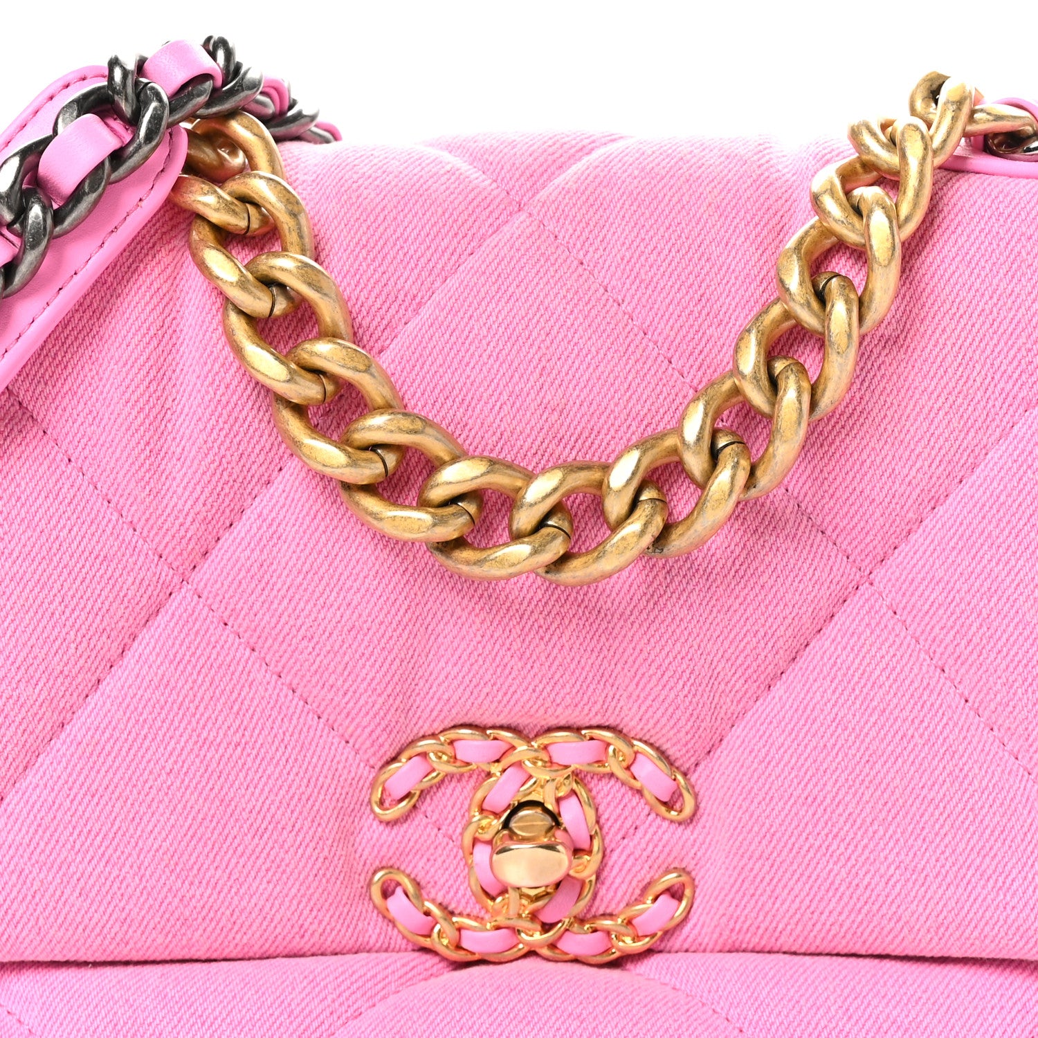 Chanel Denim Quilted Medium Chanel 19 Flap Neon Pink 8 of 10