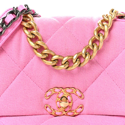 Chanel Denim Quilted Medium Chanel 19 Flap Neon Pink 8 of 10