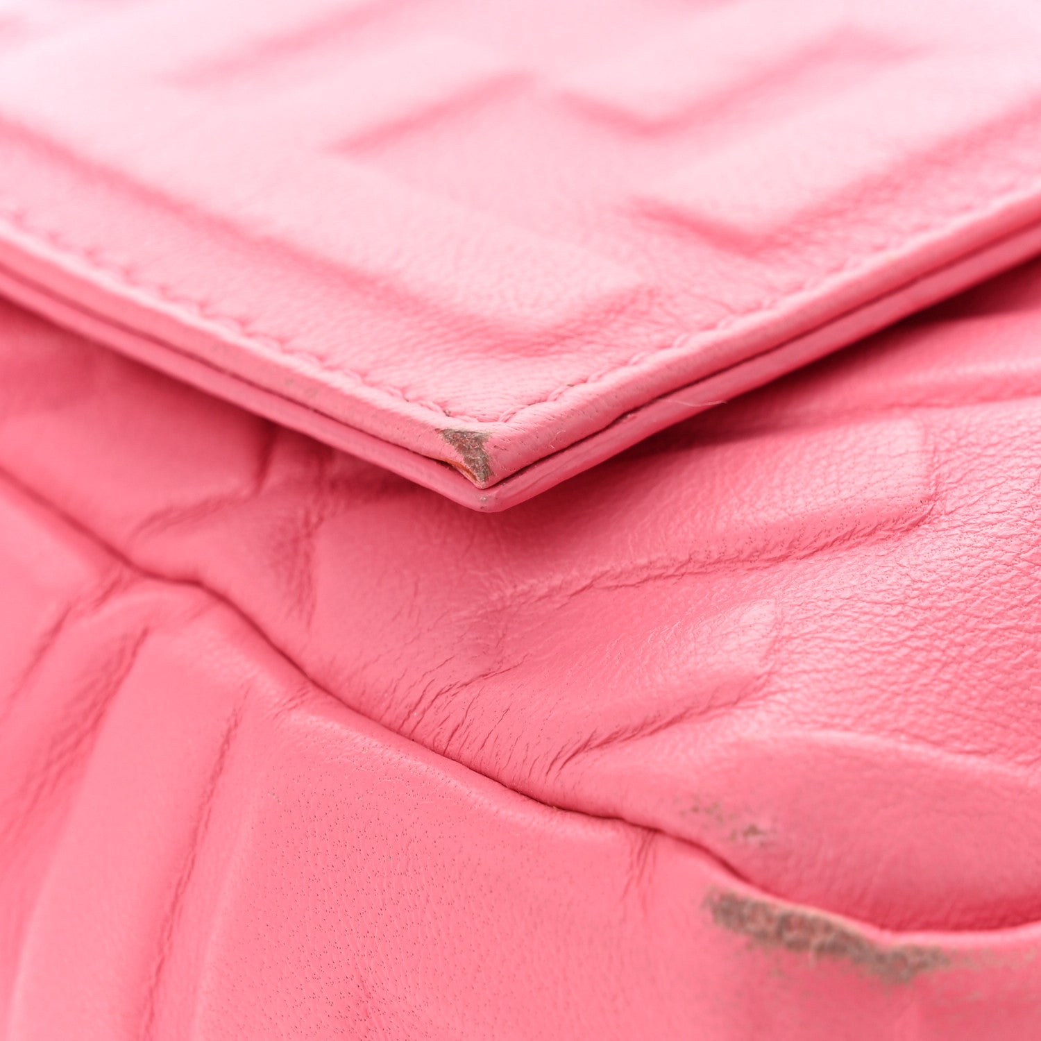 Fendi Nappa FF 1974 Embossed Baguette Rosa Fluo 12 of 12