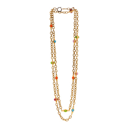 Chanel Beaded Resin CC Long Necklace Gold Multicolor 3 of 6