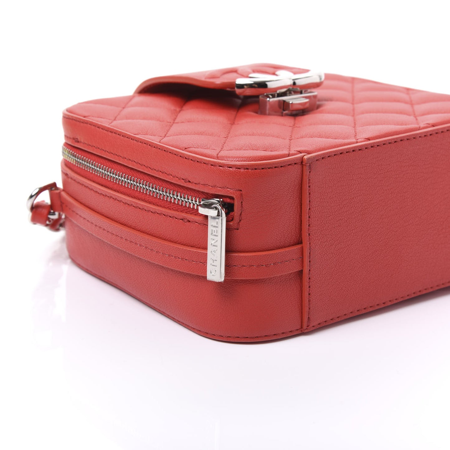 Lambskin Quilted Mini CC Box Camera Bag Red
