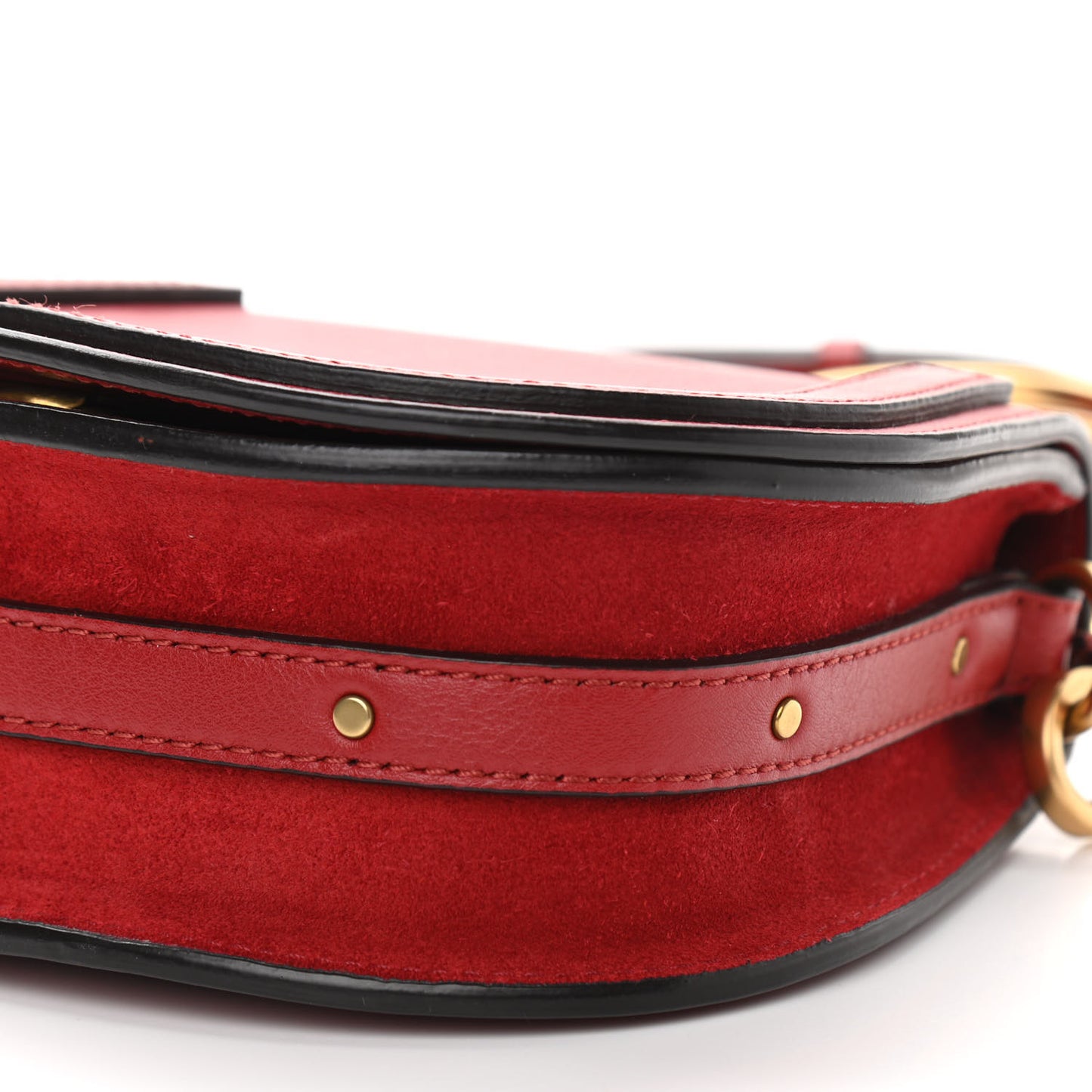 Calfskin Suede Small Nile Bracelet Bag Intense Red