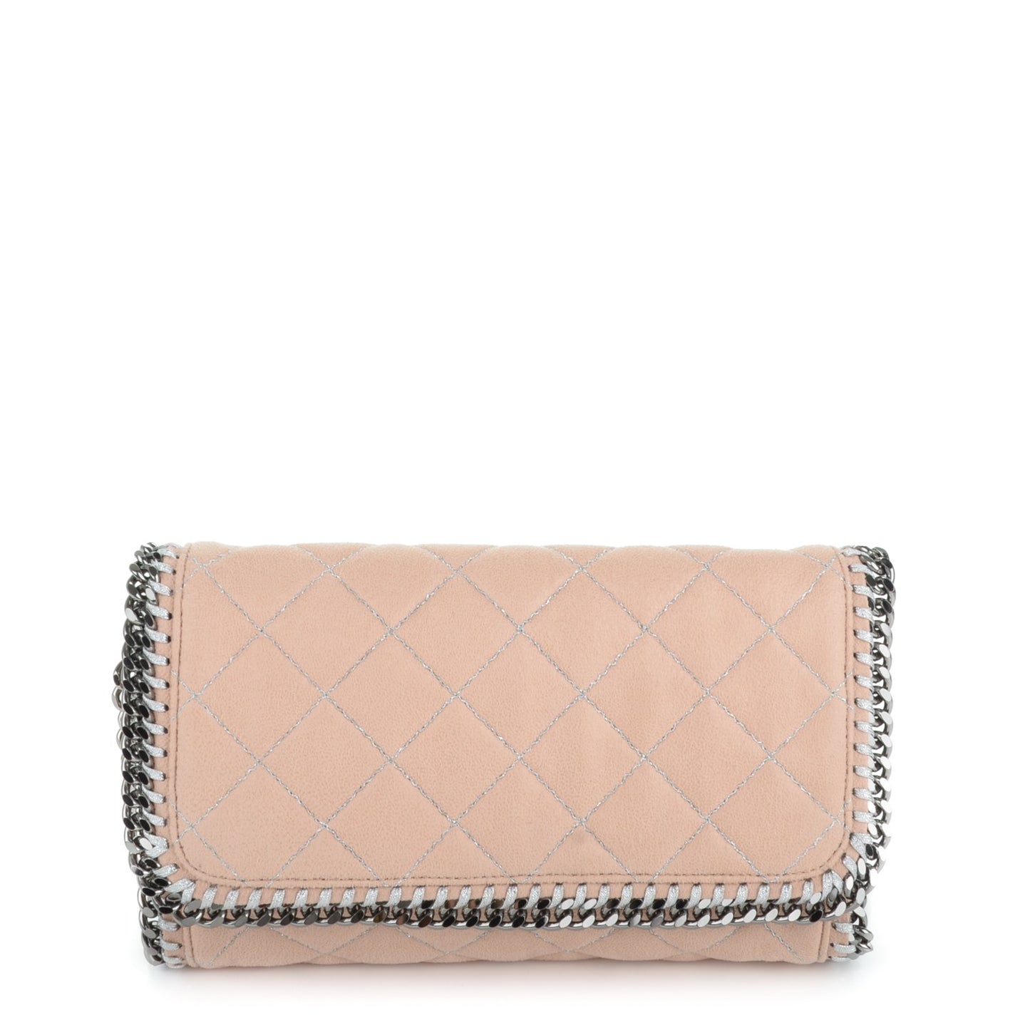 Shaggy Deer Quilted Falabella Fold Over Clutch Powder