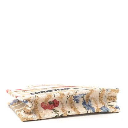Christian Dior Canvas Embroidered Hibiscus Printed Mini Book Tote Beige Multicolor 4 of 9