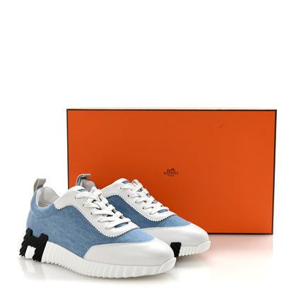 Hermes Denim Calfskin Bouncing Sneakers 37.5 Bleu Clair White 9 of 9