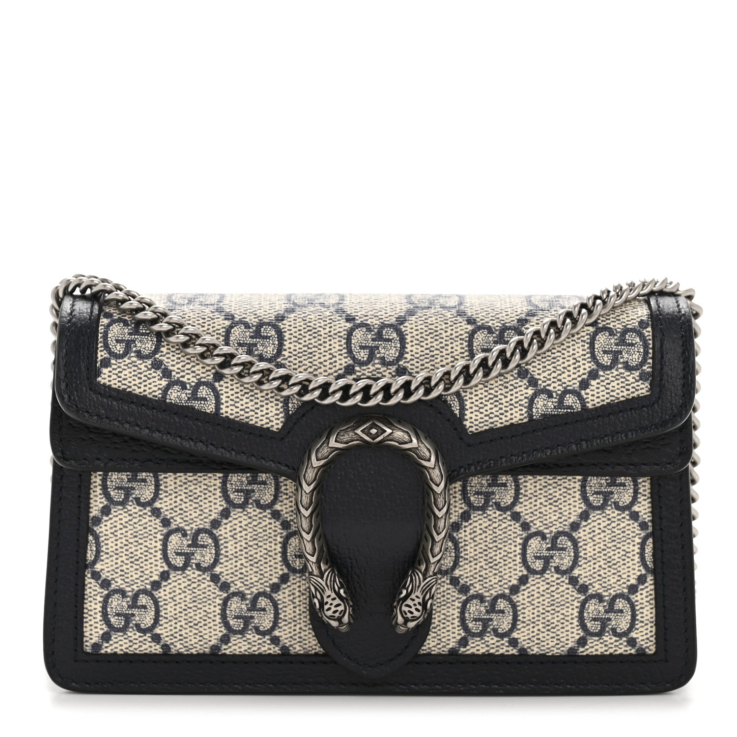Gucci GG Supreme Monogram Textured Dollar Calfskin Super Mini Dionysus Shoulder Bag Beige Blue 1 of 10