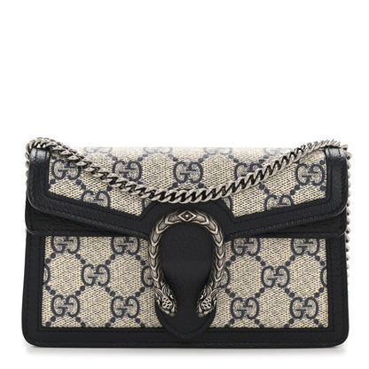 Gucci GG Supreme Monogram Textured Dollar Calfskin Super Mini Dionysus Shoulder Bag Beige Blue 1 of 10