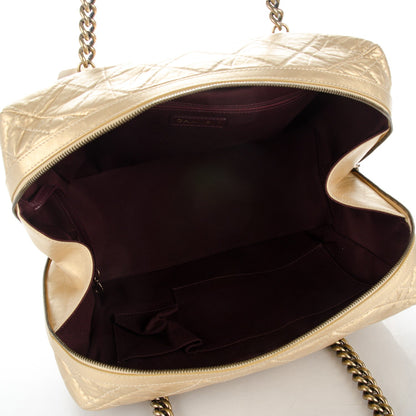 Chanel Metallic Aged Calfskin Quilted Large Secret Tag Bowling Bag Gold 5 of 8