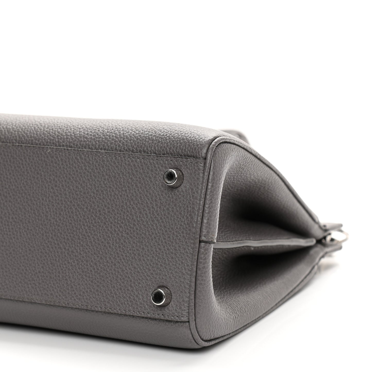 Grainy Calfskin Small Zumi Top Handle Bag Dusty Grey