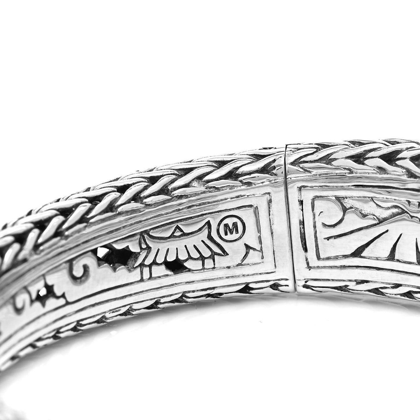 Sterling Silver 18K Yellow Gold Diamond 17mm Classic Chain Hammered Kick Cuff Bracelet